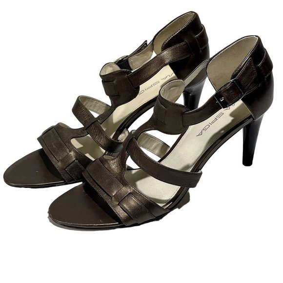 Via Spiga‎ Hilda Womens Italian Leather Sandals Size 7N Calf Bronze Brown - Picture 1 of 13